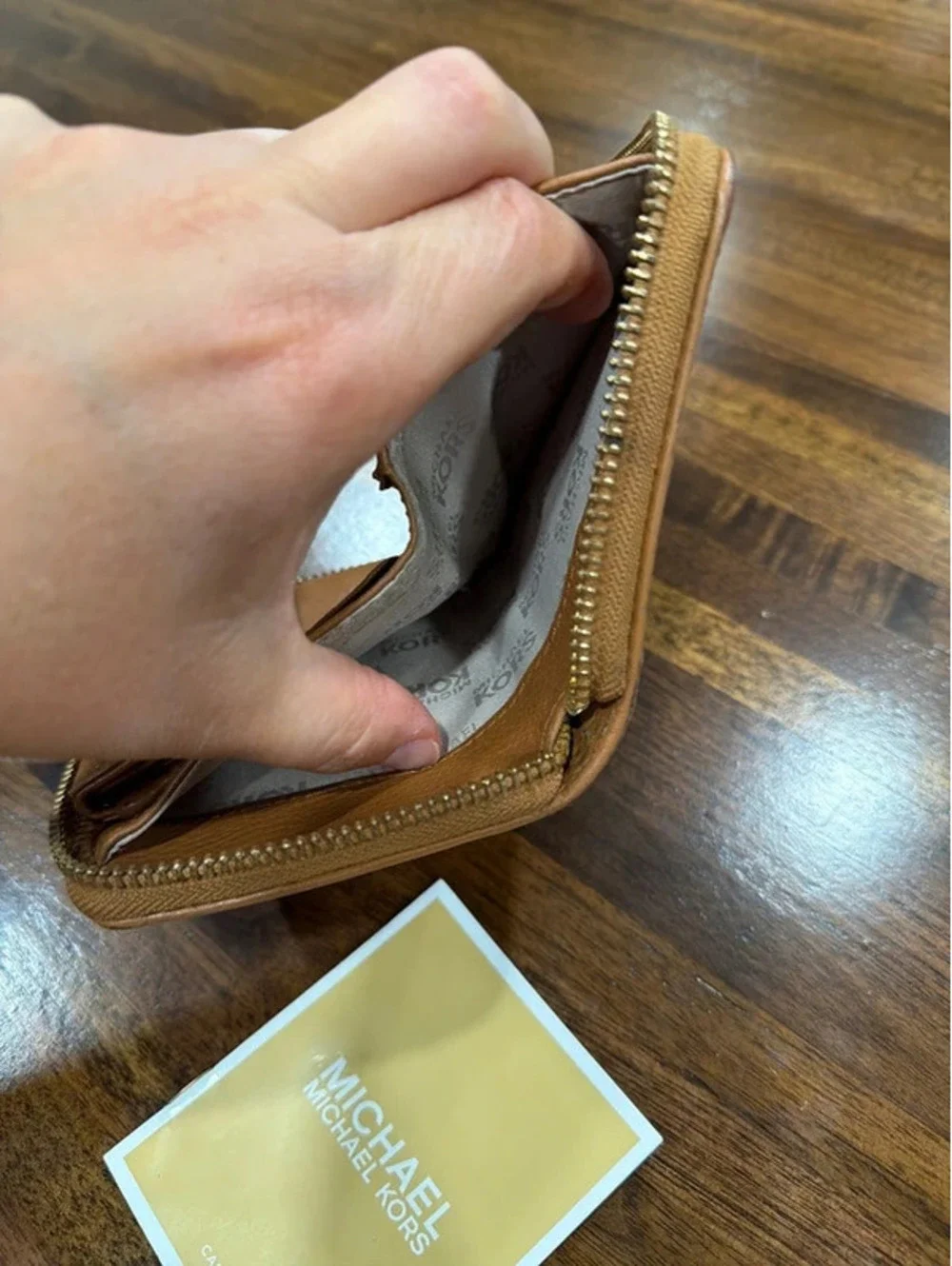 Michael Kors Brown Monogram Canvas and Leather Zip Around Wallet